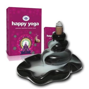 Visszaáramló füstölőkúp égető tavacska, Green Tree Happy Yoga visszaáramló kúpfüstölő szett